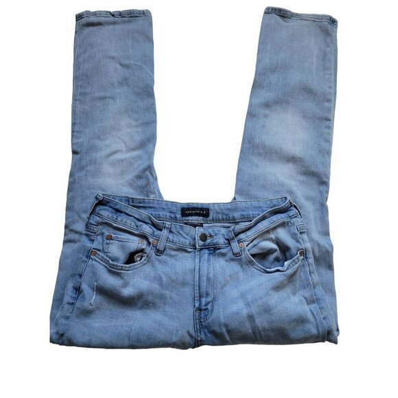 Aeropostale Other - Aeropostale Slim Straight Mens Jeans Distressed Size 33/32 Casual Light Wash